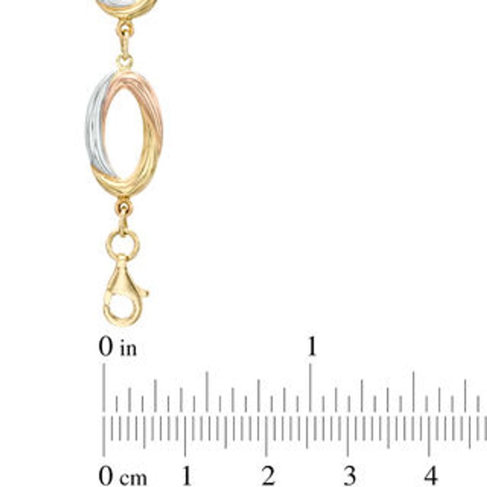 Oval Link Bracelet in 10K Tri-Tone Gold - 7.25"|Peoples Jewellers