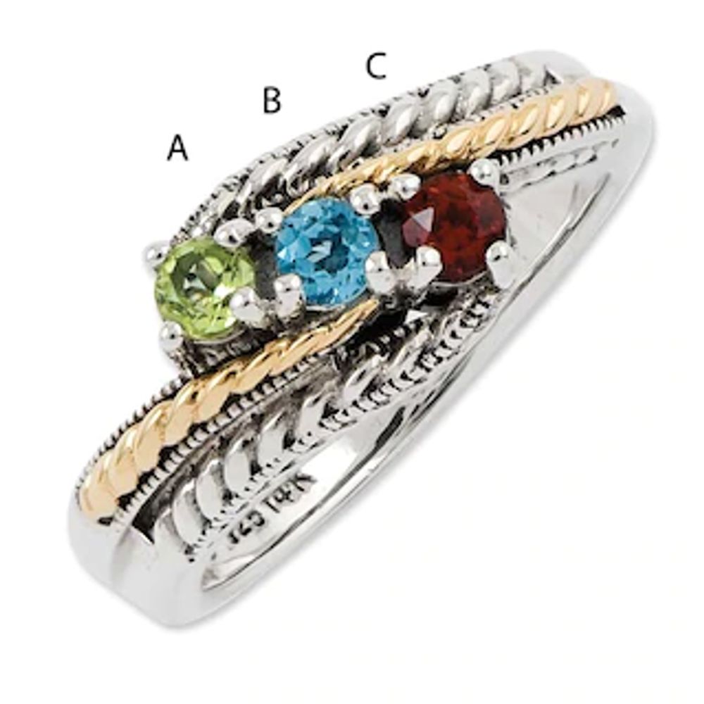 Mother's Simulated Birthstone Ring in Sterling Silver and 14K Gold ( Stones)|Peoples Jewellers