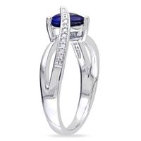 7.0mm Heart-Shaped Lab-Created Blue Sapphire and Diamond Accent Ring in Sterling Silver|Peoples Jewellers