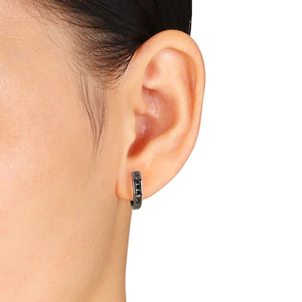 0.23 CT. T.W. Black Diamond Hoop Earrings in Sterling Silver with Black Rhodium|Peoples Jewellers
