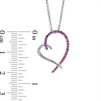 Lab-Created Pink Sapphire Tilted Heart Pendant in Sterling Silver|Peoples Jewellers