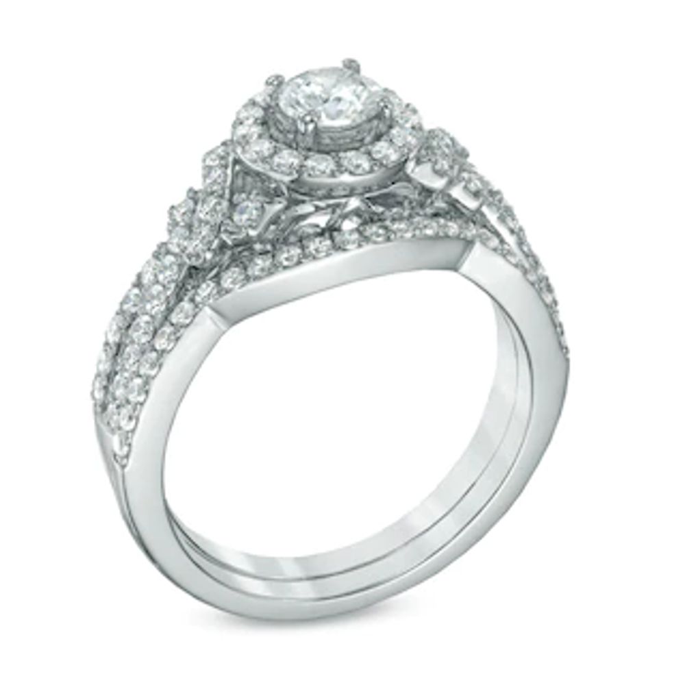 0.95 CT. T.W. Diamond Frame Bridal Set in 14K White Gold|Peoples Jewellers