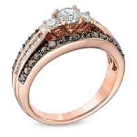 1.25 CT. T.W. Champagne and White Diamond Past Present Future® Ring in 14K Rose Gold|Peoples Jewellers