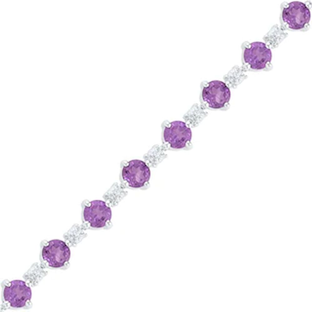 4.2mm Amethyst and Diamond Accent Bracelet in Sterling Silver - 7.5"|Peoples Jewellers