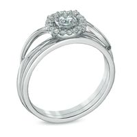 0.25 CT. T.W. Certified Canadian Diamond Frame Bridal Set in 14K White Gold (I/I2)|Peoples Jewellers