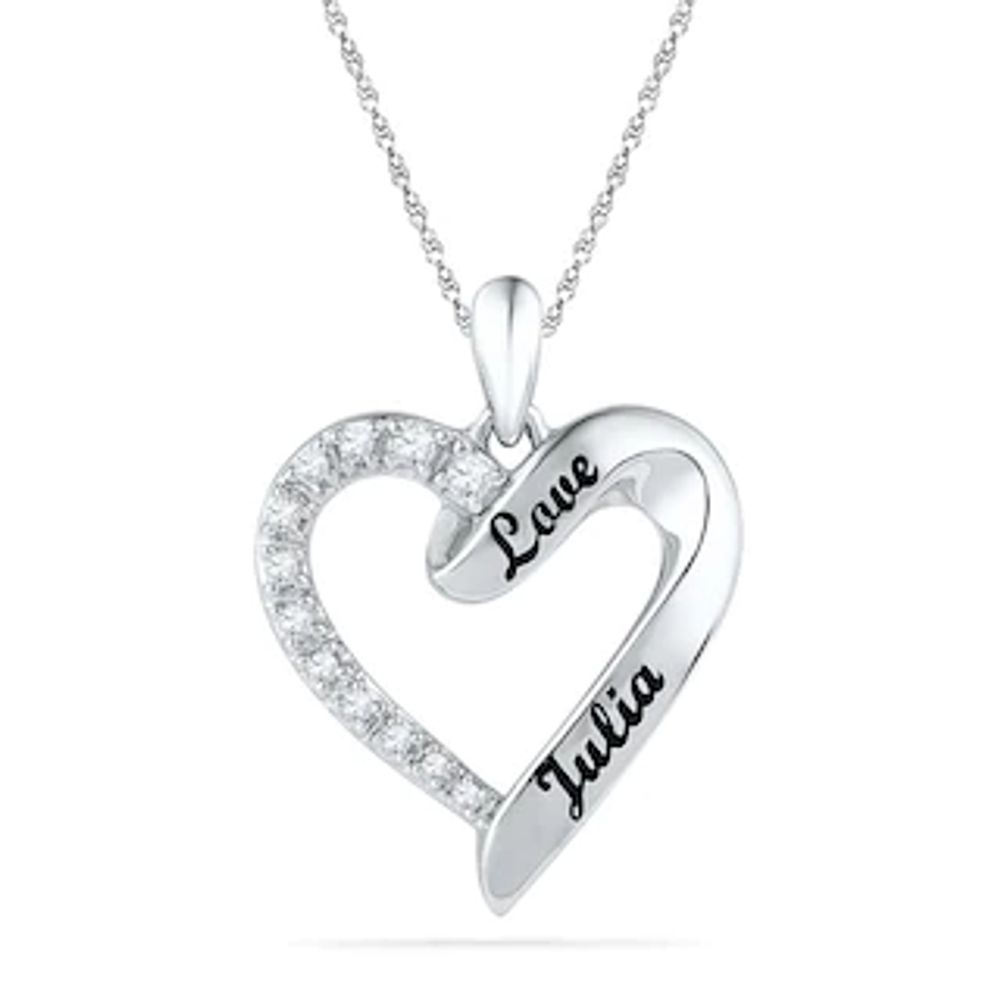 1/8 CT. T.W. Diamond Heart Pendant in Sterling Silver (2 Lines)|Peoples Jewellers