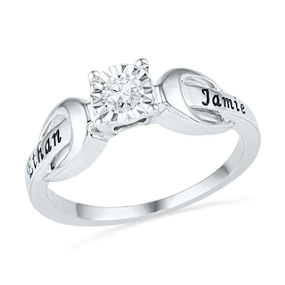 1/10 CT. Diamond Solitaire Promise Ring in Sterling Silver (2 Names)|Peoples Jewellers
