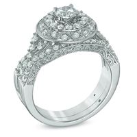 1.00 CT. T.W. Diamond Double Frame Bridal Set in 14K White Gold|Peoples Jewellers