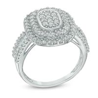 1.00 CT. T.W. Diamond Double Oval Frame Ring in 10K White Gold|Peoples Jewellers