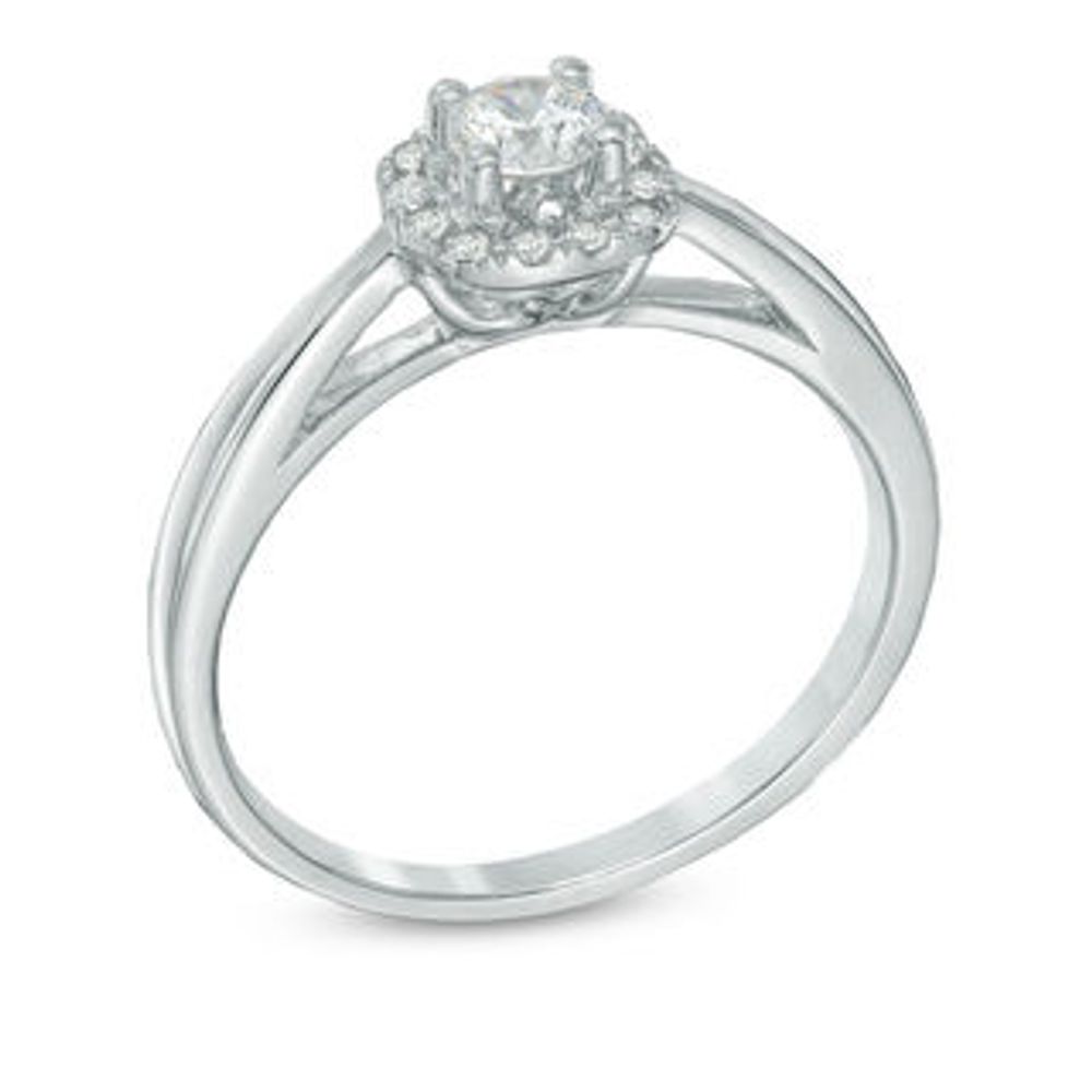 0.33 CT. T.W. Diamond Cushion Frame Engagement Ring in 10K White Gold|Peoples Jewellers