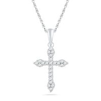 0.25 CT. T.W. Diamond Cross Pendant in 10K White Gold|Peoples Jewellers