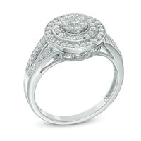 0.50 CT. T.W. Diamond Frame Cluster Ring in 10K White Gold|Peoples Jewellers
