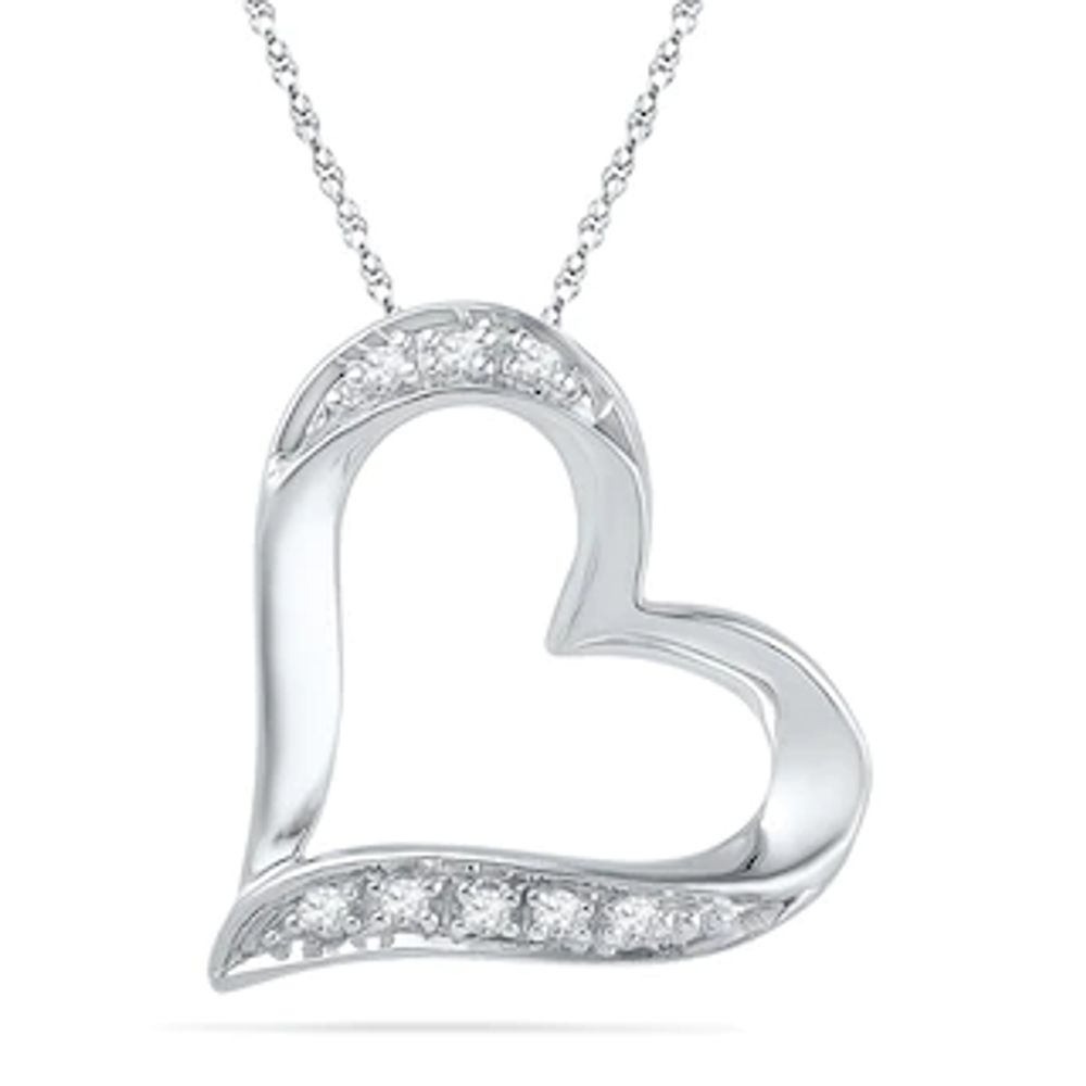 Diamond Accent Tilted Heart Pendant in 10K Gold|Peoples Jewellers