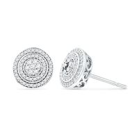 0.50 CT. T.W. Diamond Layered Frame Stud Earrings in 10K White Gold|Peoples Jewellers