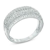 0.50 CT. T.W. Baguette and Round Diamond Layered Band in 10K White Gold|Peoples Jewellers