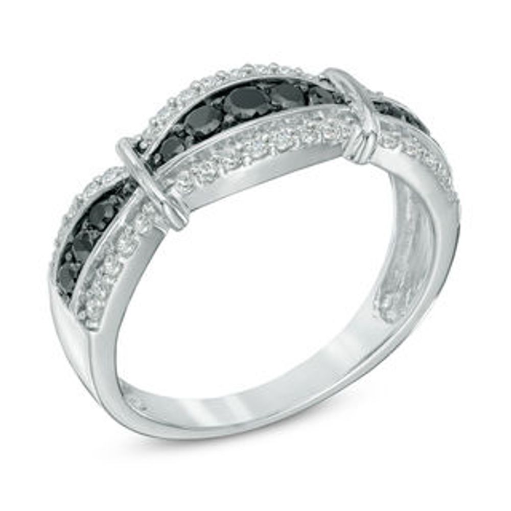 0.50 CT. T.W. Enhanced Black and White Diamond Fashion Band in Sterling Silver|Peoples Jewellers