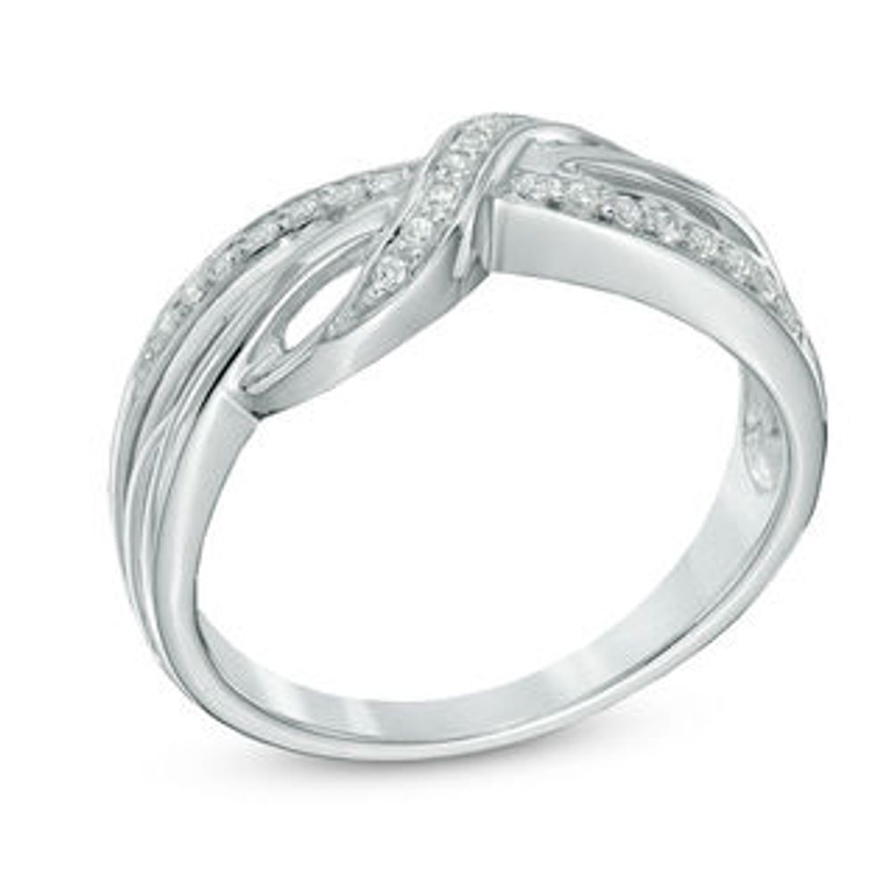 0.10 CT. T.W. Diamond Sideways Infinity Ring in Sterling Silver|Peoples Jewellers