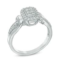 0.25 CT. T.W. Diamond Rectangular Frame Promise Ring in Sterling Silver|Peoples Jewellers