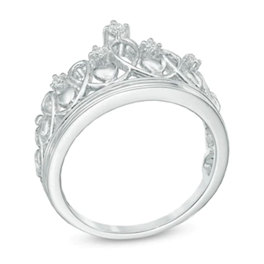 Diamond Accent Heart Crown Ring in Sterling Silver|Peoples Jewellers