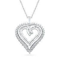 1.00 CT. T.W. Diamond Shadow Heart Pendant in Sterling Silver|Peoples Jewellers