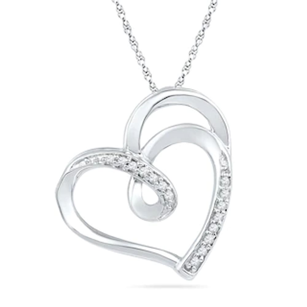 Diamond Accent Looping Heart Pendant in Sterling Silver|Peoples Jewellers