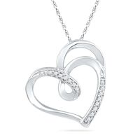 Diamond Accent Looping Heart Pendant in Sterling Silver|Peoples Jewellers