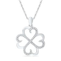 0.20 CT. T.W. Diamond Four Leaf Clover Pendant in Sterling Silver|Peoples Jewellers