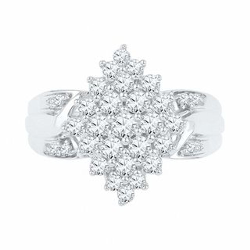 0.60 CT. T.W. Diamond Marquise Cluster Ring in 10K Gold|Peoples Jewellers