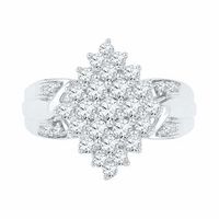 0.60 CT. T.W. Diamond Marquise Cluster Ring in 10K Gold|Peoples Jewellers