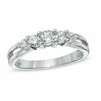 0.50 CT. T.W. Diamond Five Stone Split Shank Ring in 10K White Gold|Peoples Jewellers