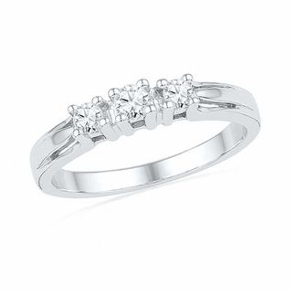 0.63 CT. T.W. Diamond Three Stone Bridal Set in 10K White Gold|Peoples Jewellers