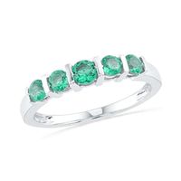 Lab-Created Emerald Five Stone Anniversary Band in Sterling Silver|Peoples Jewellers