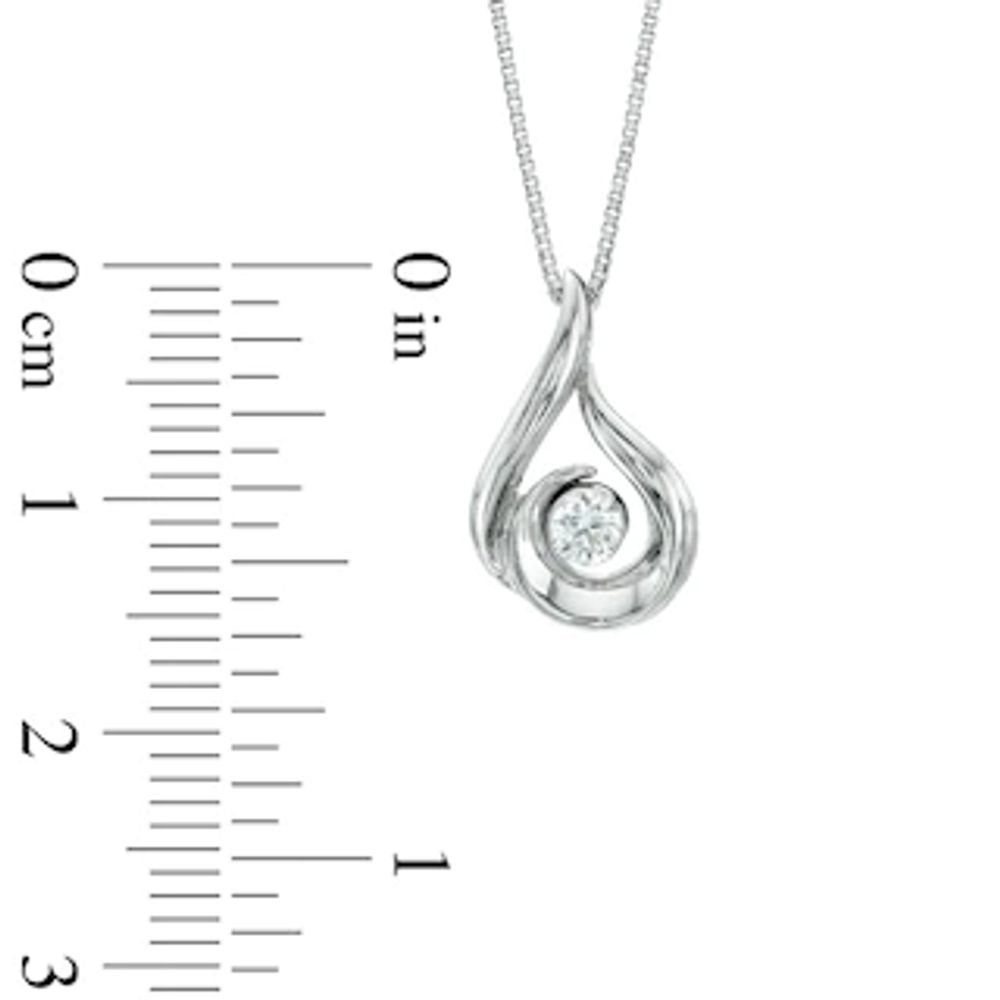 0.12 CT. Certified Canadian Diamond Solitaire Flame Pendant in 14K White Gold (I/I2) - 17"|Peoples Jewellers