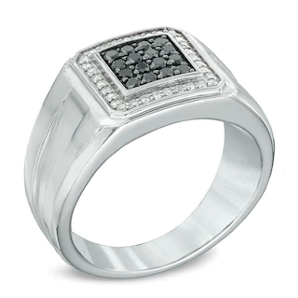 Men's 0.50 CT. T.W. Enhanced Black and White Diamond Ring in Sterling Silver|Peoples Jewellers