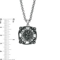 Black & Blue Jewelry Co. Men's Diamond Accent Saint Christopher Medal Pendant in Stainless Steel - 24"|Peoples Jewellers