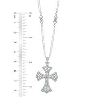 Lab-Created White Sapphire Cross Pendant in Sterling Silver - 17"|Peoples Jewellers