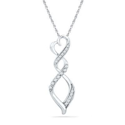 0.12 CT. T.W. Diamond Heart and Flame Pendant in 10K White Gold|Peoples Jewellers