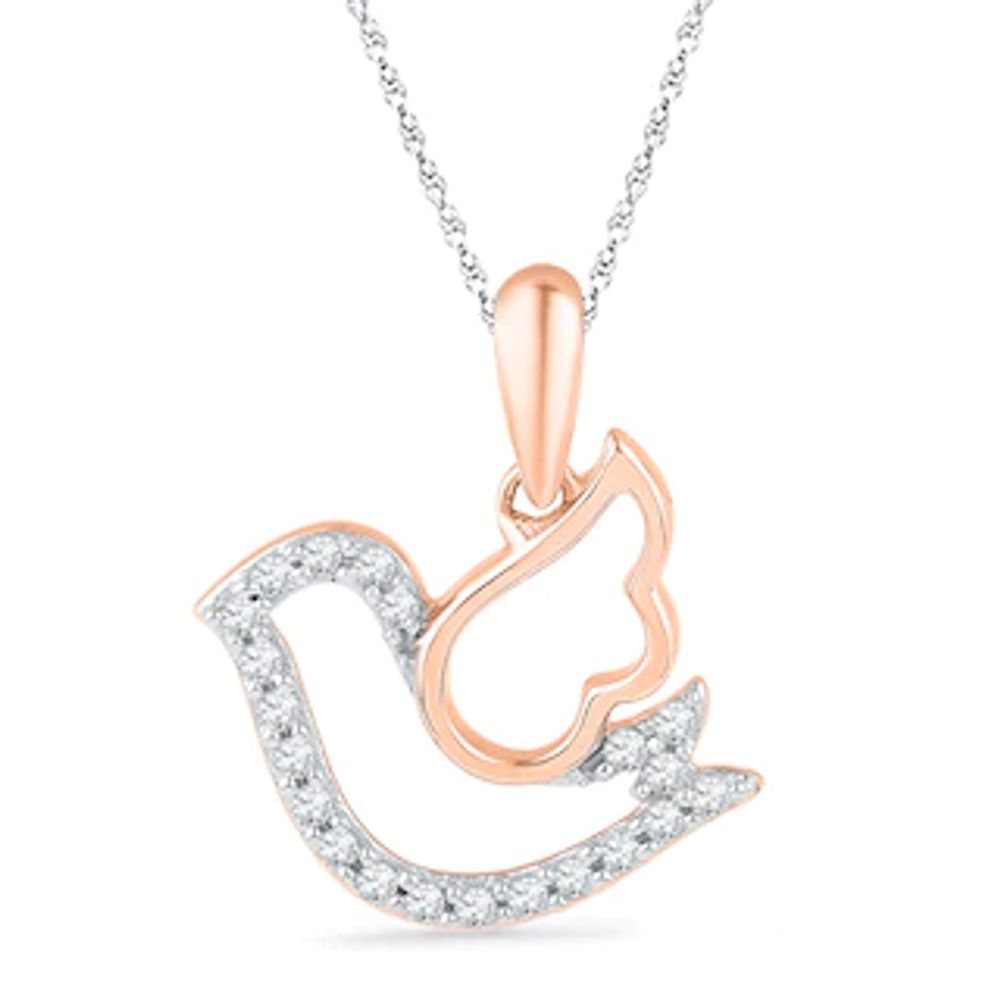 0.10 CT. T.W. Diamond Dove Pendant in 10K Rose Gold|Peoples Jewellers
