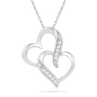 0.05 CT. T.W. Diamond Interlocking Hearts Pendant in 10K White Gold|Peoples Jewellers