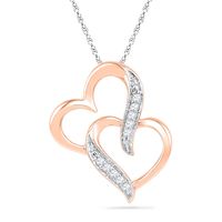 Diamond Accent Interlocking Hearts Pendant in 10K Rose Gold|Peoples Jewellers