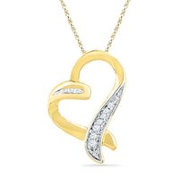 Diamond Accent Tilted Heart Pendant in 10K Gold|Peoples Jewellers