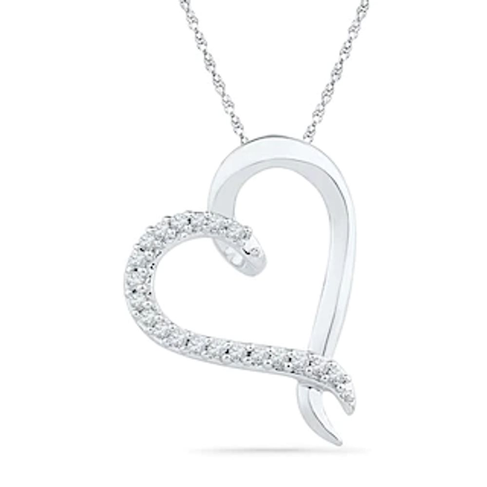 0.10 CT. T.W. Diamond Tilted Heart Pendant in 10K Gold|Peoples Jewellers