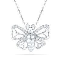 0.13 CT. T.W. Diamond Butterfly Pendant in Sterling Silver|Peoples Jewellers