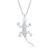 0.10 CT. T.W. Enhanced Black and White Diamond Lizard Pendant in Sterling Silver|Peoples Jewellers