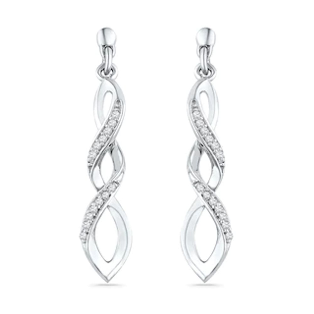 0.10 CT. T.W. Diamond Cascading Drop Earrings in Sterling Silver|Peoples Jewellers
