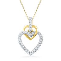 0.16 CT. T.W. Diamond Double Heart Pendant in 10K Gold|Peoples Jewellers