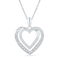 Diamond Accent Double Heart Pendant in Sterling Silver|Peoples Jewellers