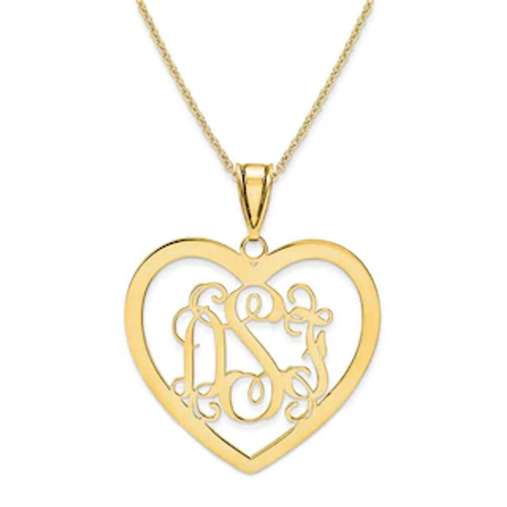 Monogram Heart Pendant in 10K Gold (3 Initials)|Peoples Jewellers