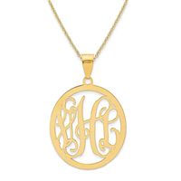 Oval Script Monogram Pendant in 14K Gold (3 Initials)|Peoples Jewellers