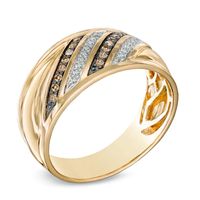 Men's 0.23 CT. T.W. Champagne and White Diamond Ring in 10K Gold|Peoples Jewellers